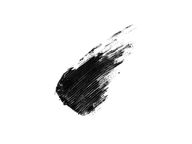 Swatch of a jet-black mascara. 