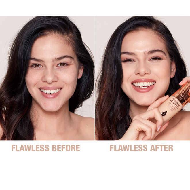 Airbrush Flawless Finish Foundation 4 warm before and after