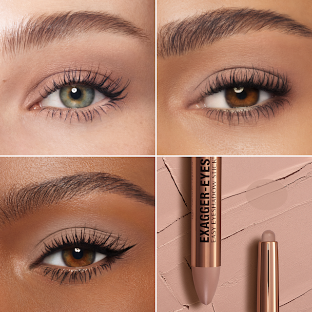Exagger Eyes Easy Eyeshadow Stick Nude Sculpt on 3 skin tones