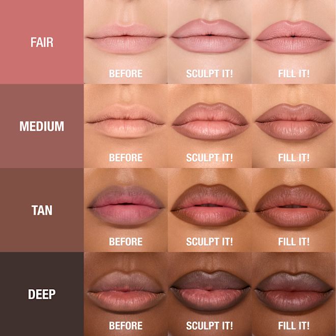 Supernudes Shade Navigator Models application process showing 4 different shades on different skin tones.
