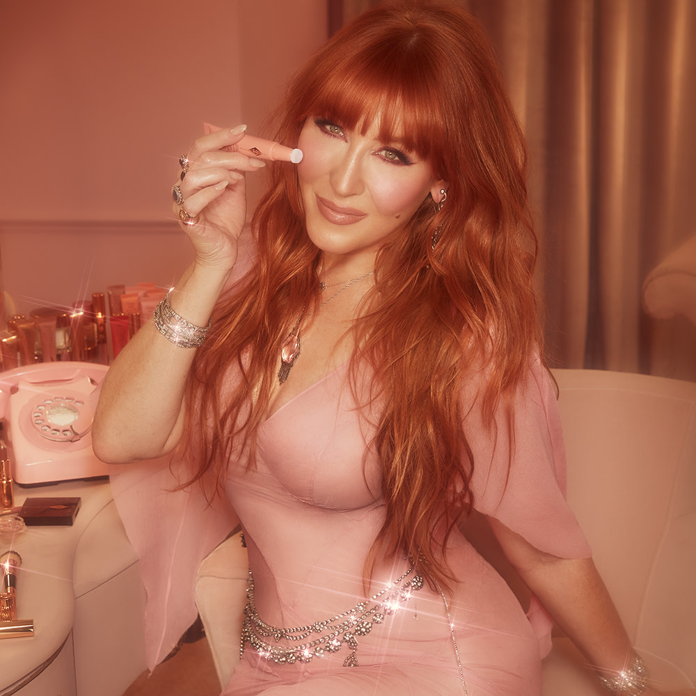 Charlotte Tilbury on set for Pillow Talk Party