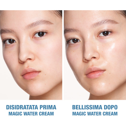 Magic Water Cream before and after application on fair skin tone model