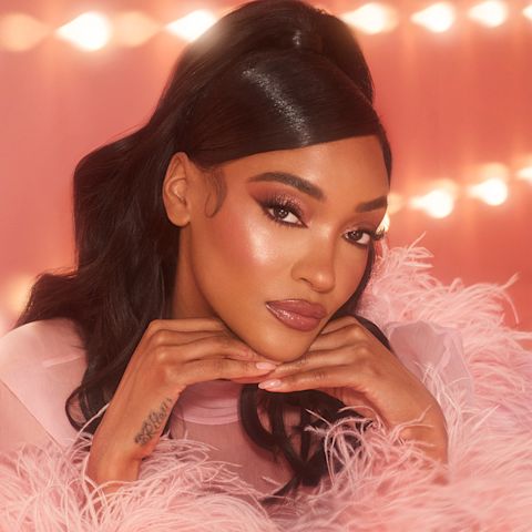 Jourdan Dunn wearing a date night makeup look featuring Pillow Talk makeup