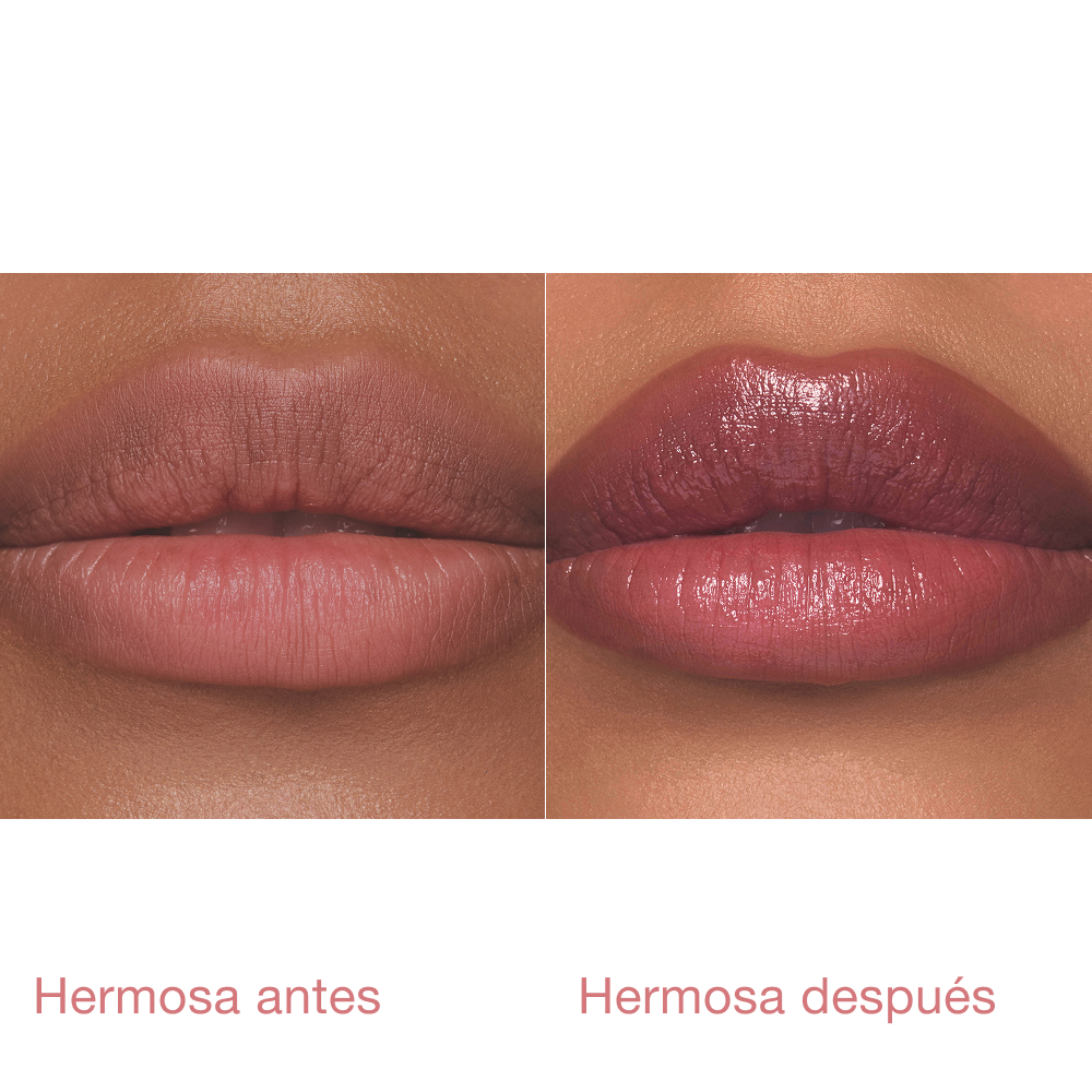 Pillow Talk Blush Balm Lip Tint antes y después de Blushed Jam