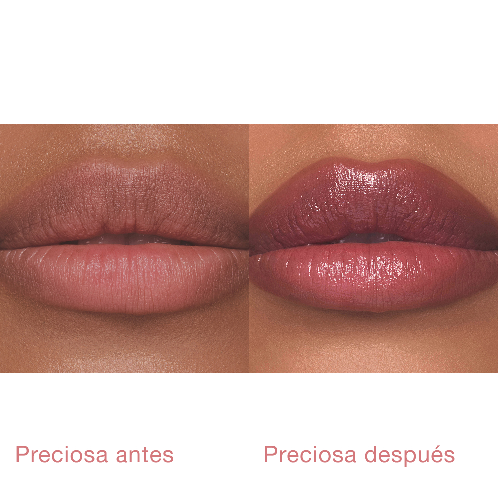 Pillow Talk Blush Balm Lip Tint antes y después de Blushed Jam