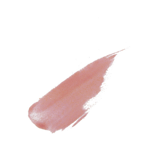 Swatch of a nude pink, shimmery lip gloss.