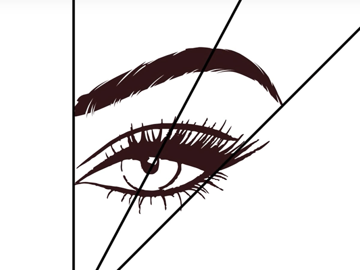 An illustration of how to lift your brows with makeup, step 3.