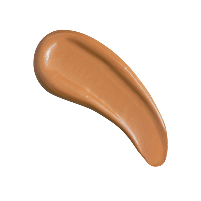 Swatch of a glowy, luminous primer in a milk-chocolate-brown shade.