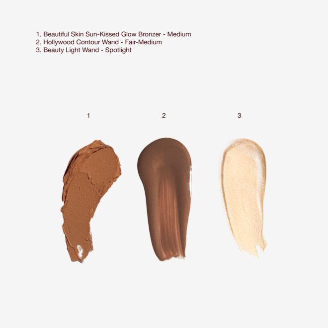 Charlottes Sclulpt, Bronze & Glow Kit Texture Swatches Charlottes Sclulpt, Bronze & Glow Kit Texture Swatches
