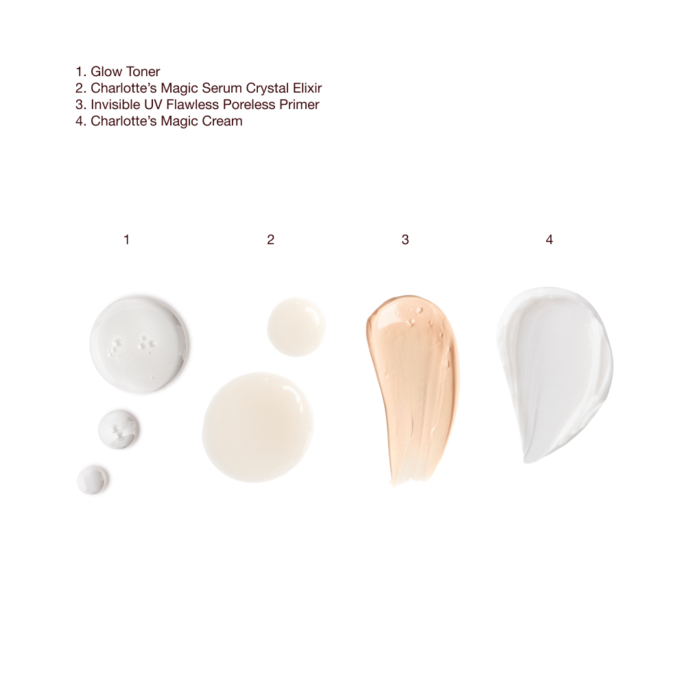 Magic Cream + UV Primer + Glow Toner + Serum texture swatch 