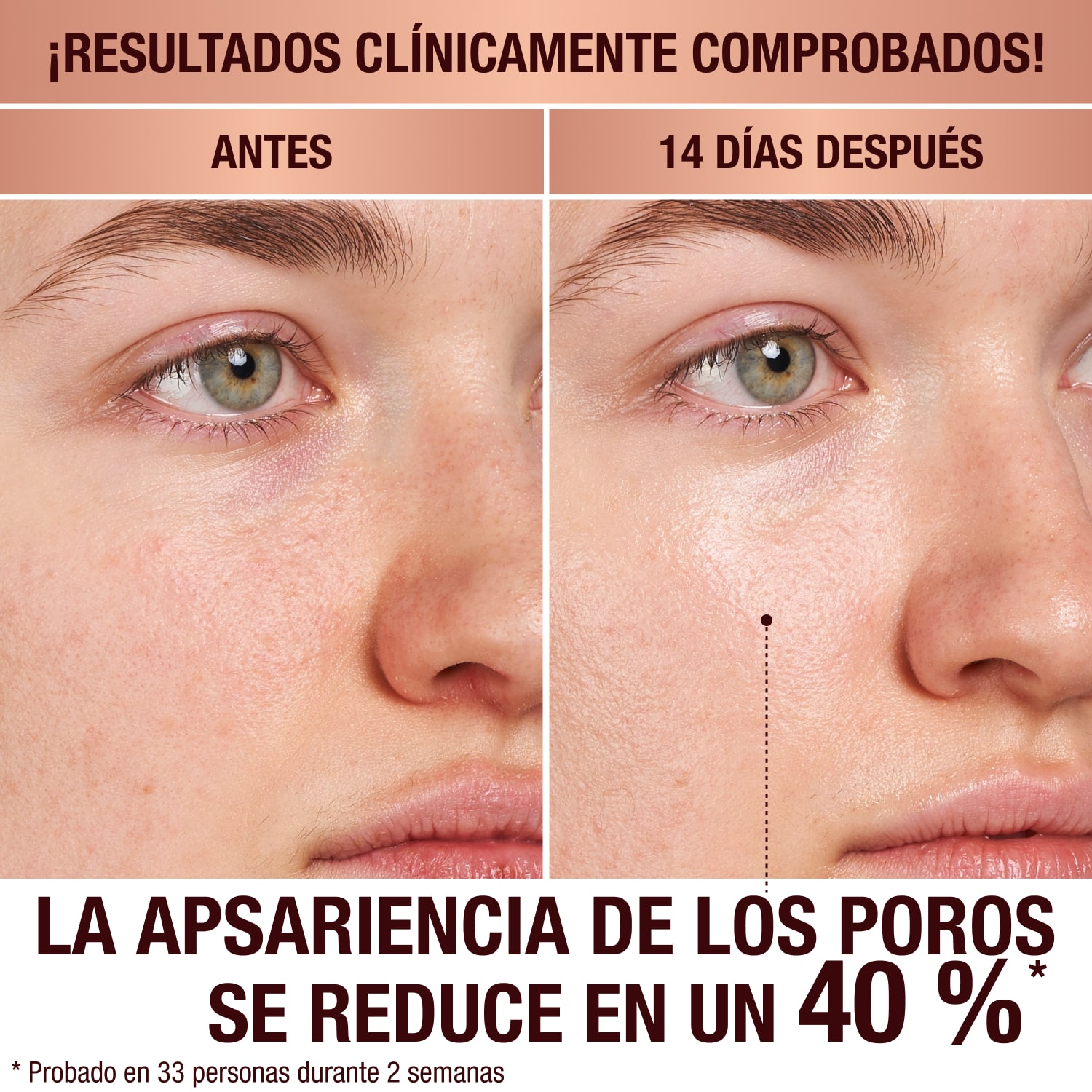 Antes y después de aplicar el limpiador revitalizante Charlotte's Magic Hydration Revival Cleanser
