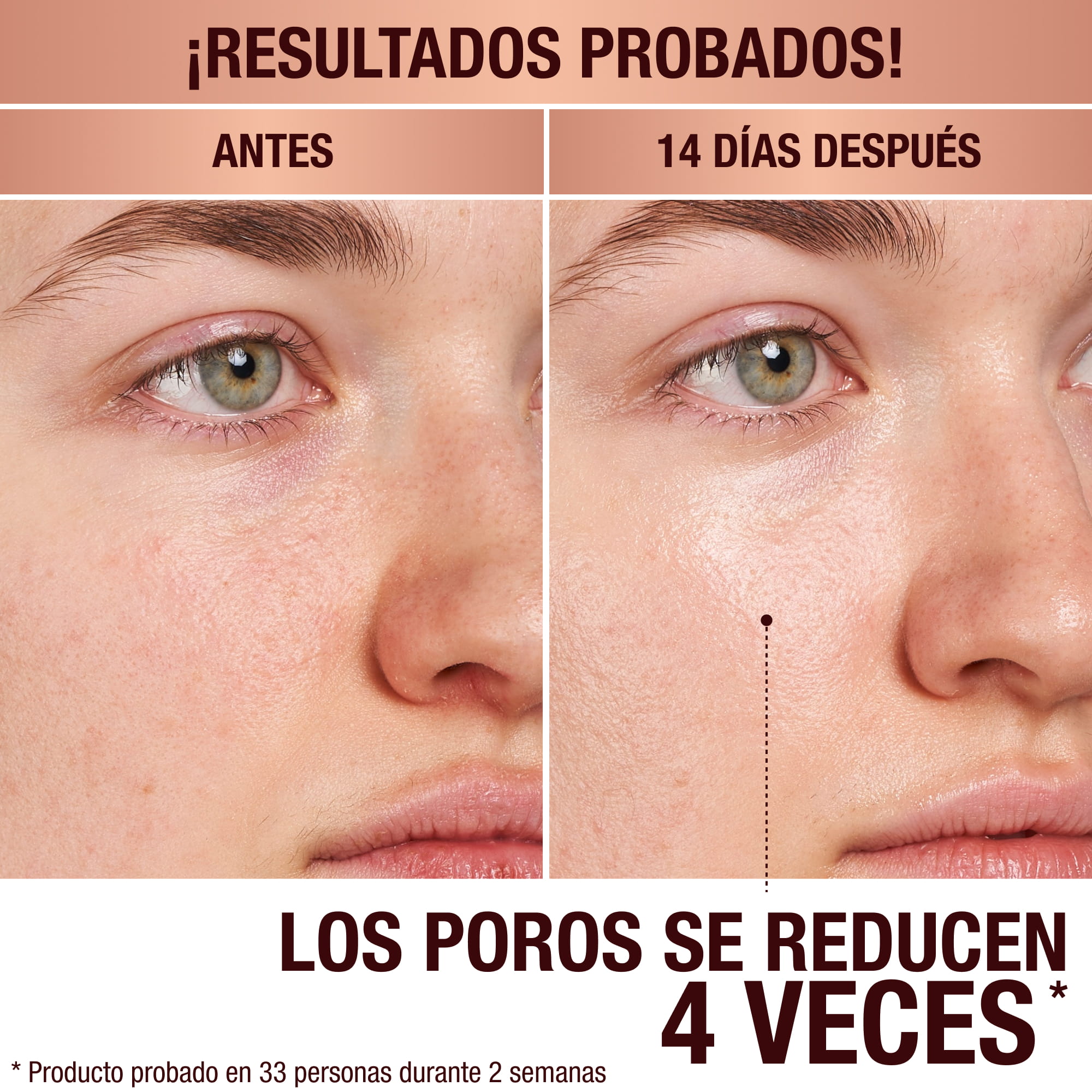 Antes y después del limpiador Charlotte's Magic Hydration Revival Cleanser