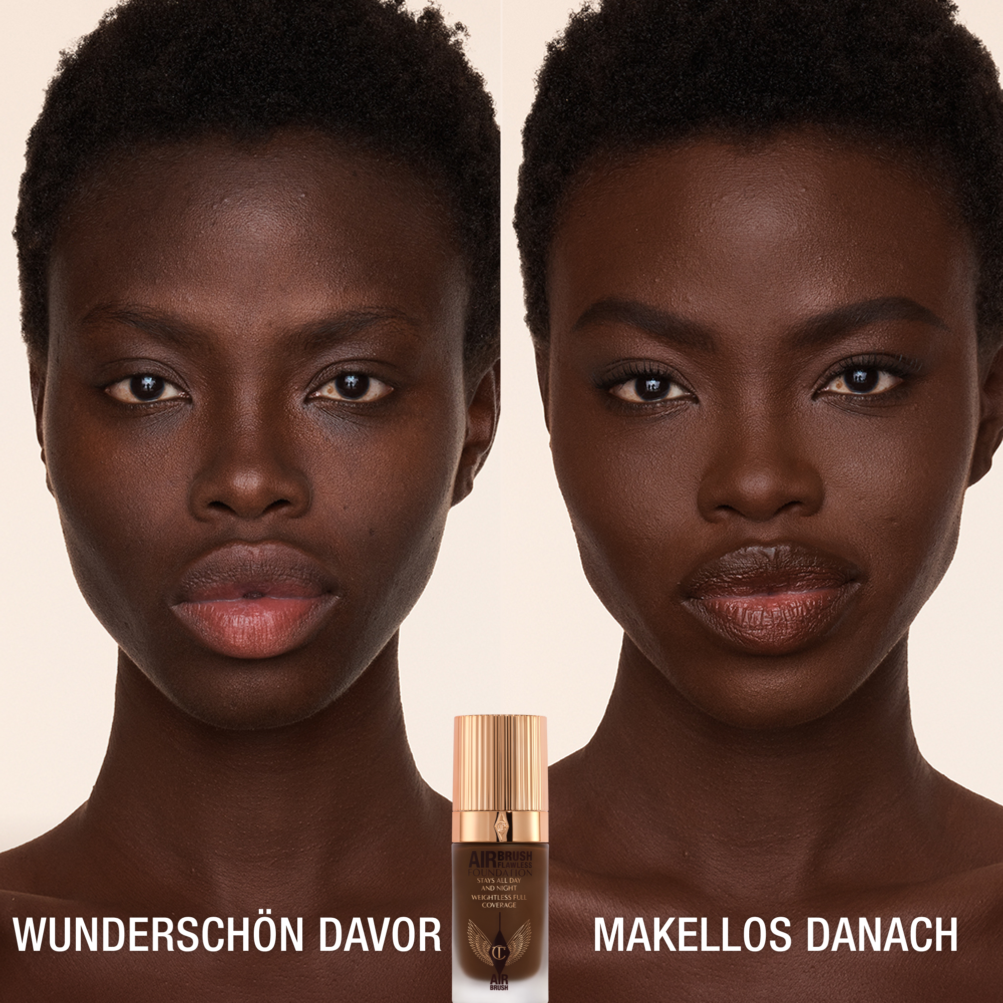 AIRBRUSH FLAWLESS FOUNDATION 17 cool, VORHER UND NACHHER