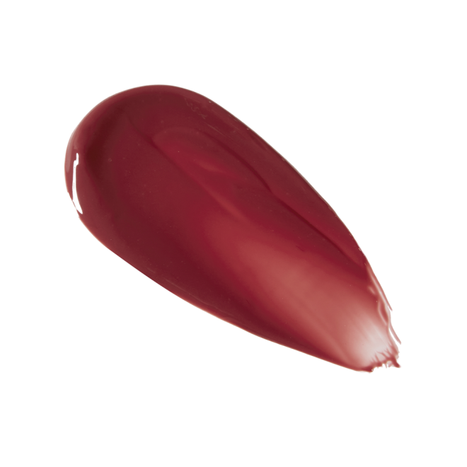 Swatch of a creamy lip and cheek tint in a dark cherry-red shade.