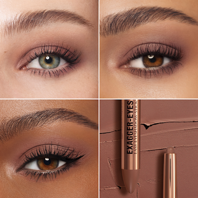 Exagger Eyes Easy Eyeshadow Stick Mink Sculpt on 3 skin tones