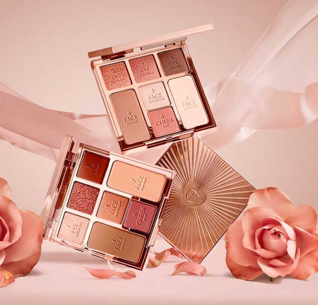 Two, open face palettes for fair to medium and medium to deep-tones with three eyeshadows, two blushes, and contour powders.