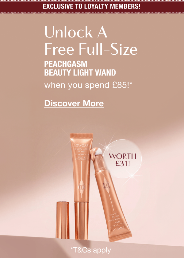 Exclusive To Loyalty Members!  UNLOCK A FREE FULL-SIZE  PEACHGASM BEAUTY LIGHT WAND