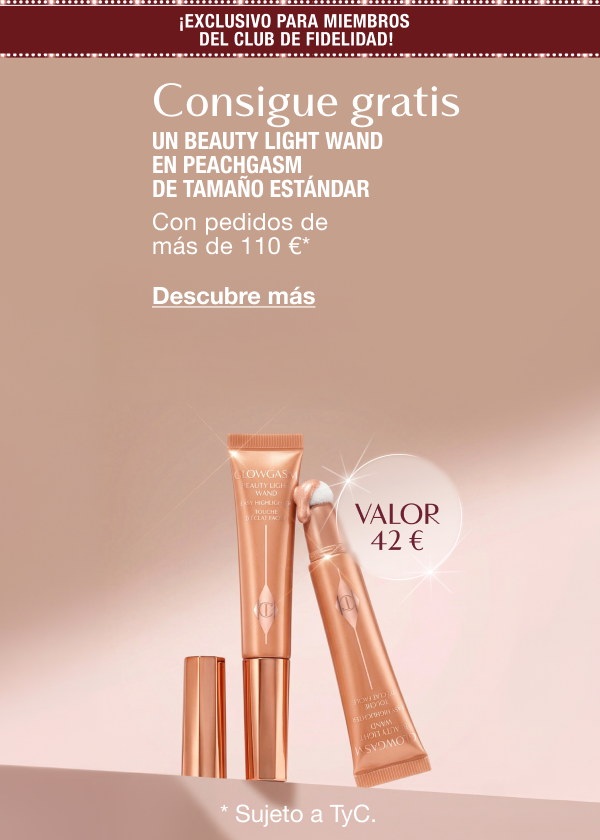 ¡Exclusivo para miembros del club de fidelidad!  "CONSIGUE GRATIS UN BEAUTY LIGHT WAND " EN PEACHGASM DE TAMAÑO ESTÁNDAR