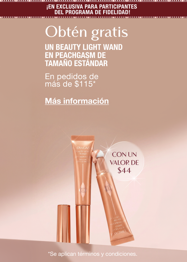 ¡En exclusiva para participantes del programa de fidelidad!  "OBTÉN GRATIS UN BEAUTY LIGHT WAND  " EN PEACHGASM DE TAMAÑO ESTÁNDAR