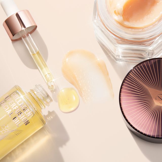 Texture swatches of Collagen Superfusion Facial Oil and Magic Night Cream