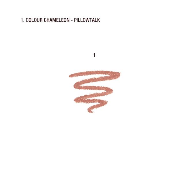 Colour Chameleon in Pillow Talk swatch Swatch of an eyeshadow stick in a nude pink shade.