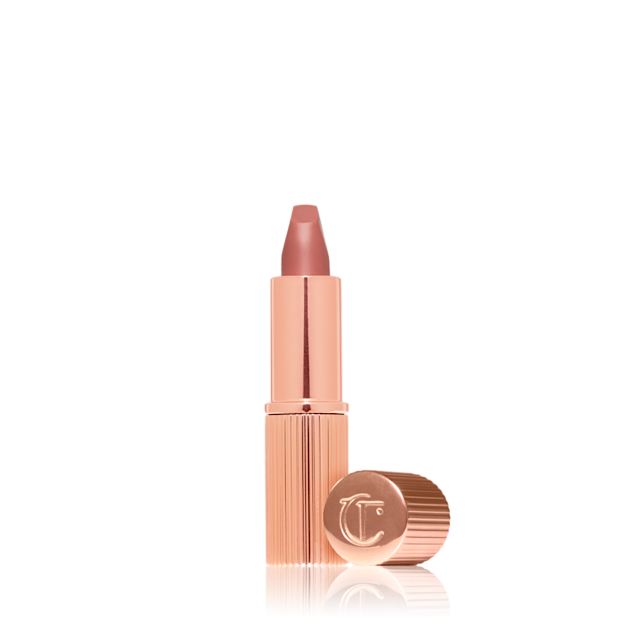 Matte Revolution Lipstick in Very Victoria, a taupe nude inspired by Victoria Beckham