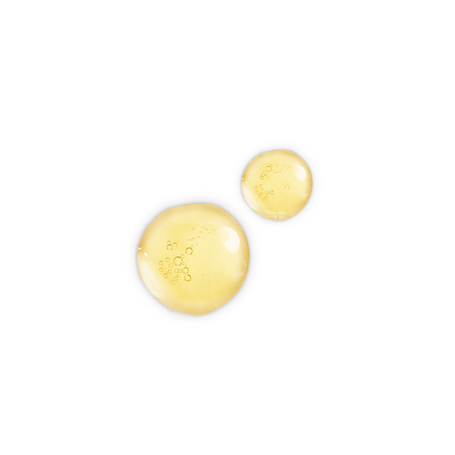 Collagen Superfusion Facial Oil swatch Two drops of a light-gold-coloured facial oil.