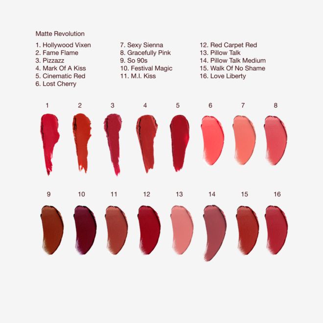 Lip Cheat Swatches - 16 shades Lip Cheat Swatches - 16 shades