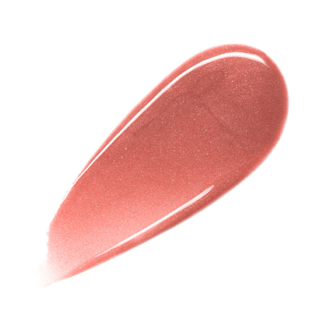 Swatch of a high-shine lip gloss in a dusky pink colour.y