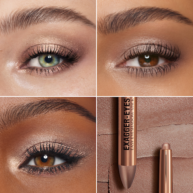 Exagger Eyes Easy Eyeshadow Stick Oyster Twilight on 3 skin tones