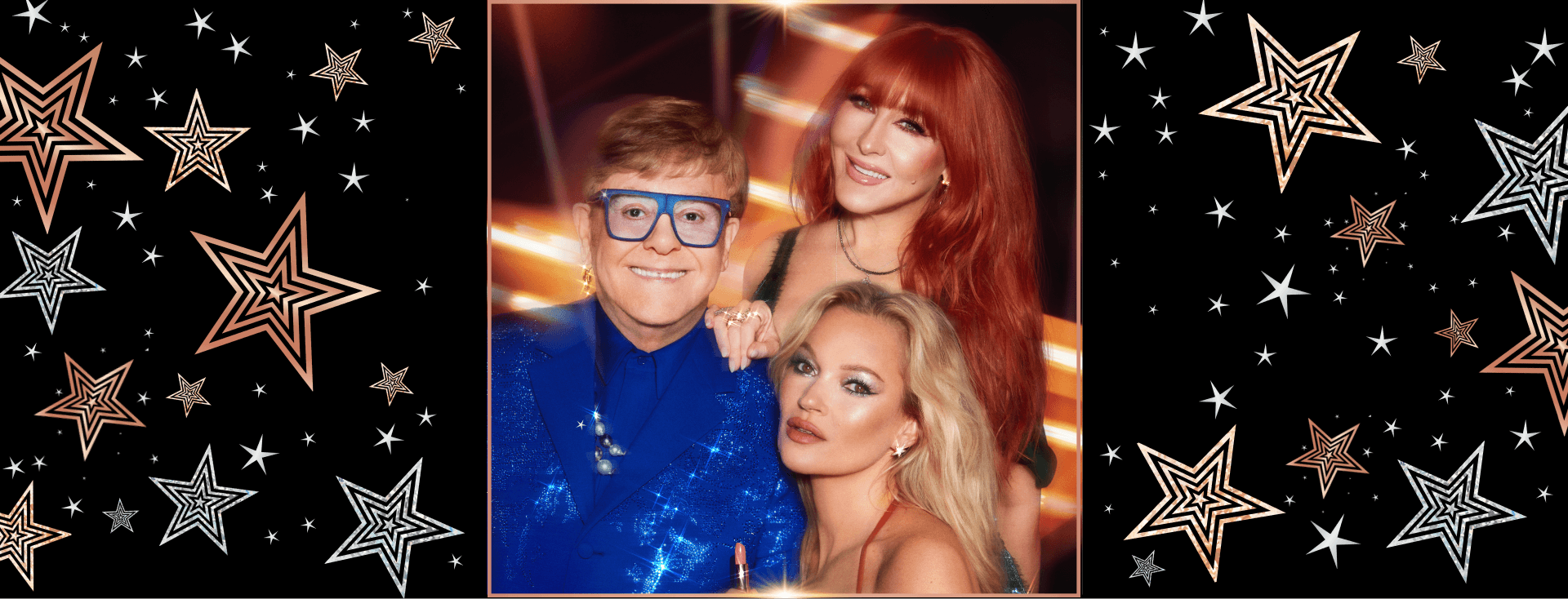 Elton John, Charlotte Tilbury and Kate Moss