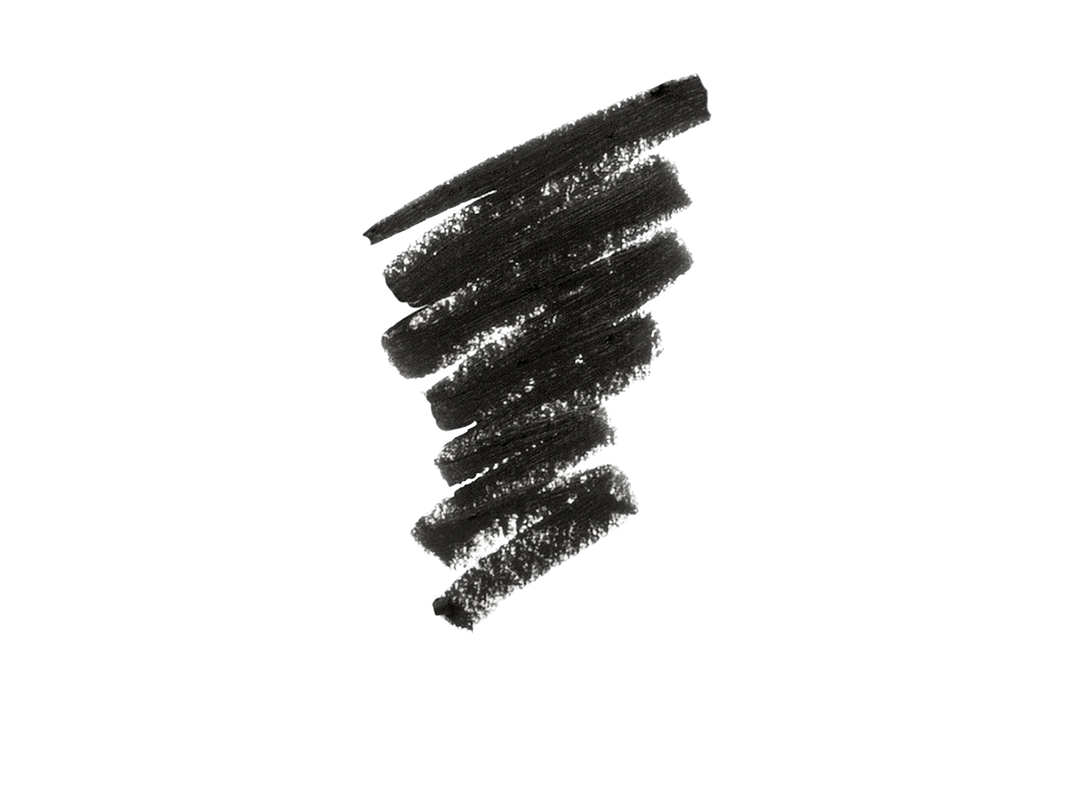 Swatch of a black eyeliner pencil. 