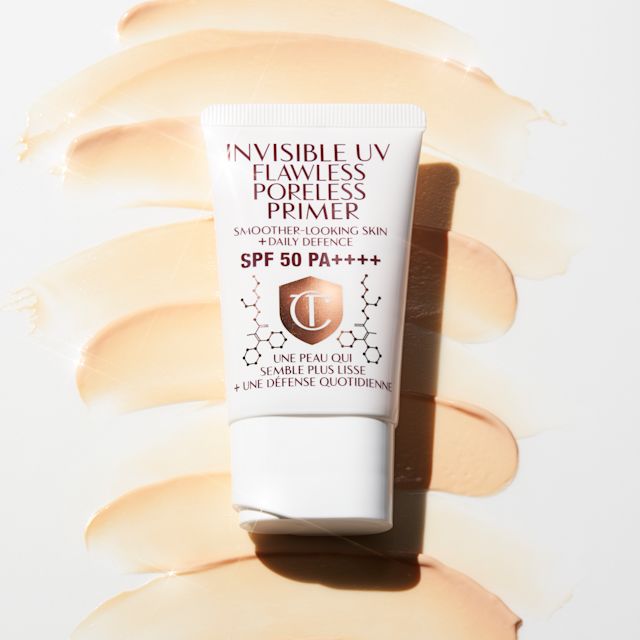 Charlotte's Invisible UV Flawless Poreless SPF Primer with texture swatch
