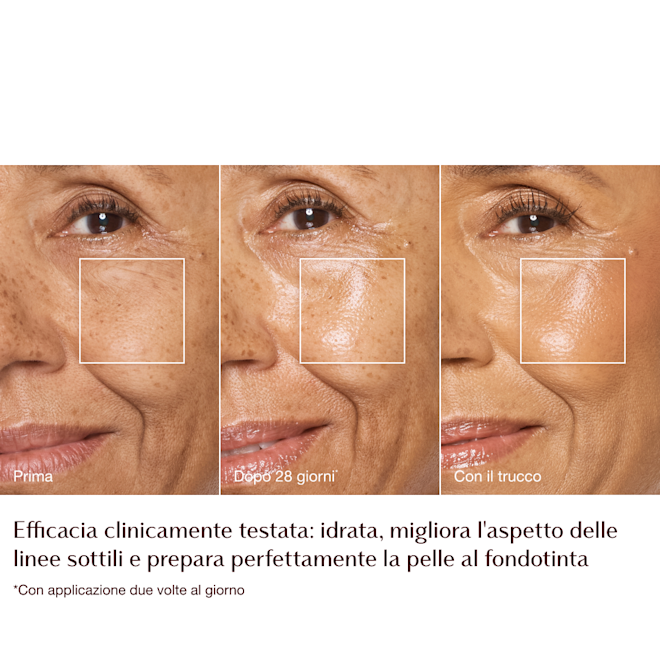 Magic Cream - infografica prima e dopo con make-up - modella Anna Magic Cream - infografica prima e dopo con make-up - modella Anna