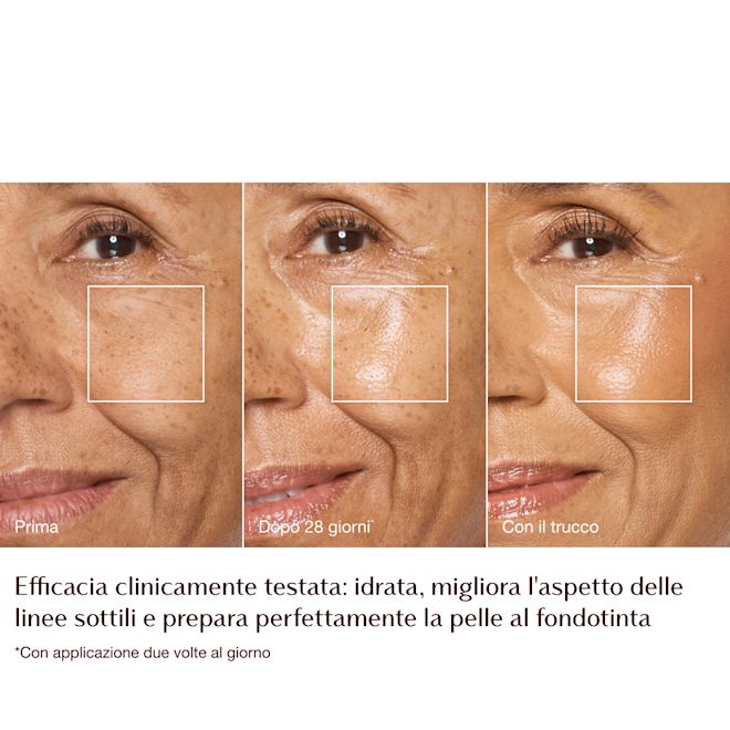 Magic Cream - infografica prima e dopo con make-up - modella Anna Magic Cream - infografica prima e dopo con make-up - modella Anna