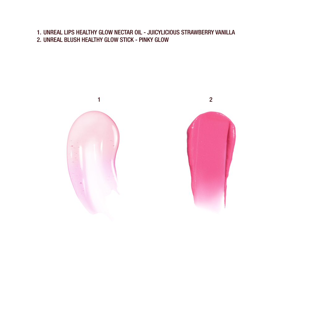 JUICYLICIOUS STRAWBERRY VANILLA + PINKY GLOW SWATCH