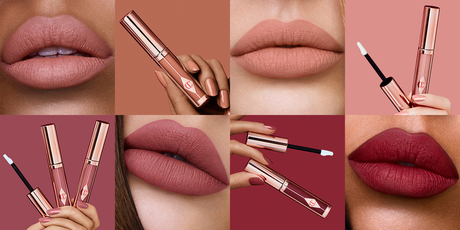 Collage of 8 Liquid Lipstick model images