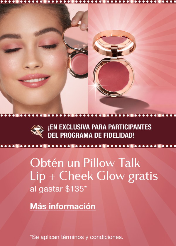 ¡En exclusiva para participantes del programa de fidelidad! Obtén un Pillow Talk Lip + Cheek Glow gratis