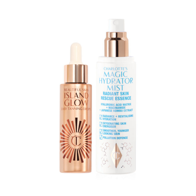 Beautiful Skin Island Glow Drops and Magic Hydrator Mist packaging