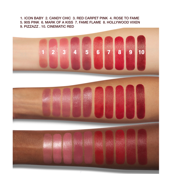 Pink and Red Lipstick swatches