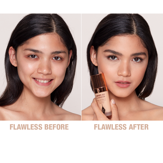 Airbrush Flawless Foundation 5.5 warm before and after