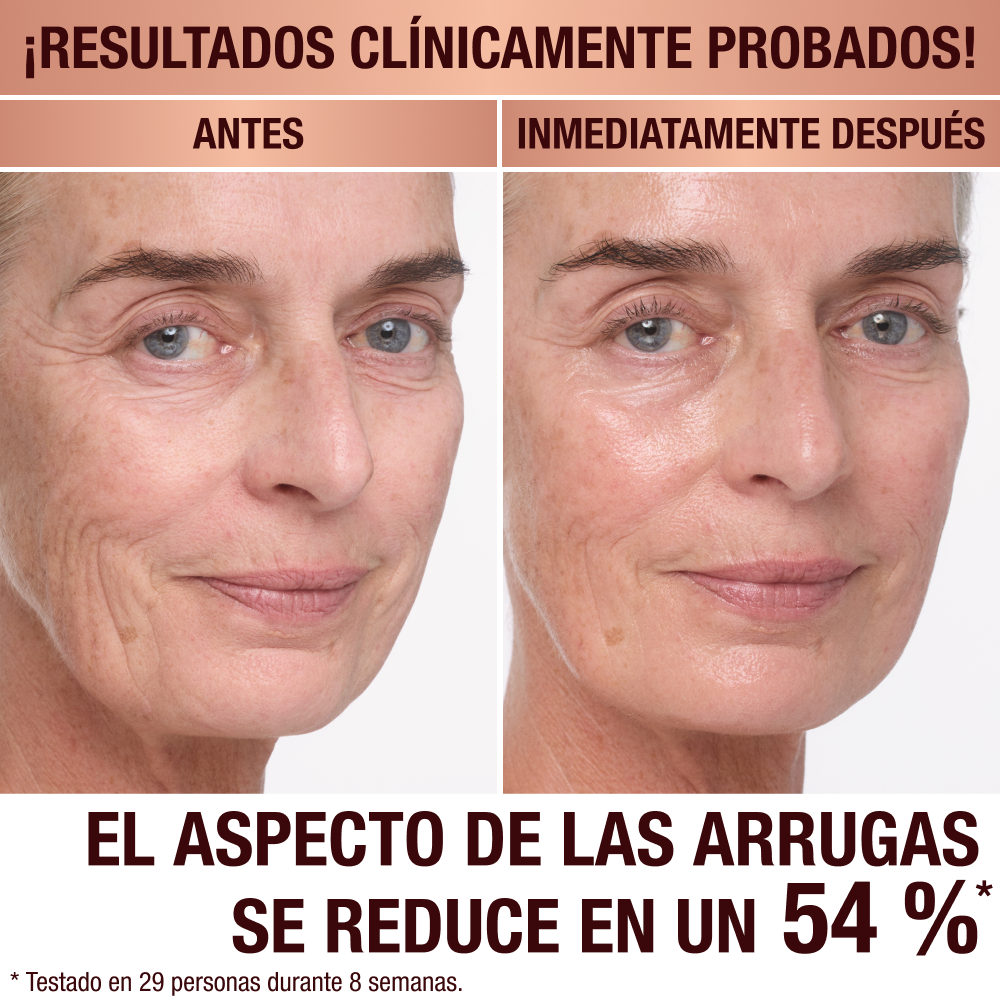 Antes y después de la aplicación de Magic Cream en una modelo