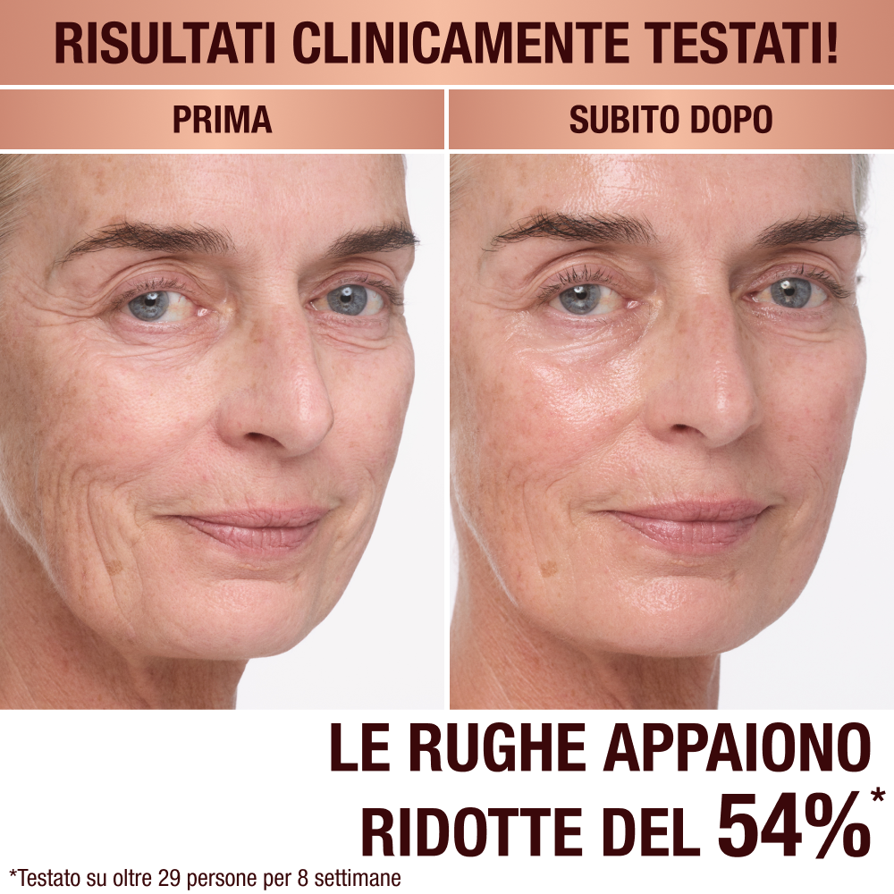 Applicazione della Magic Cream su una modella prima e dopo
