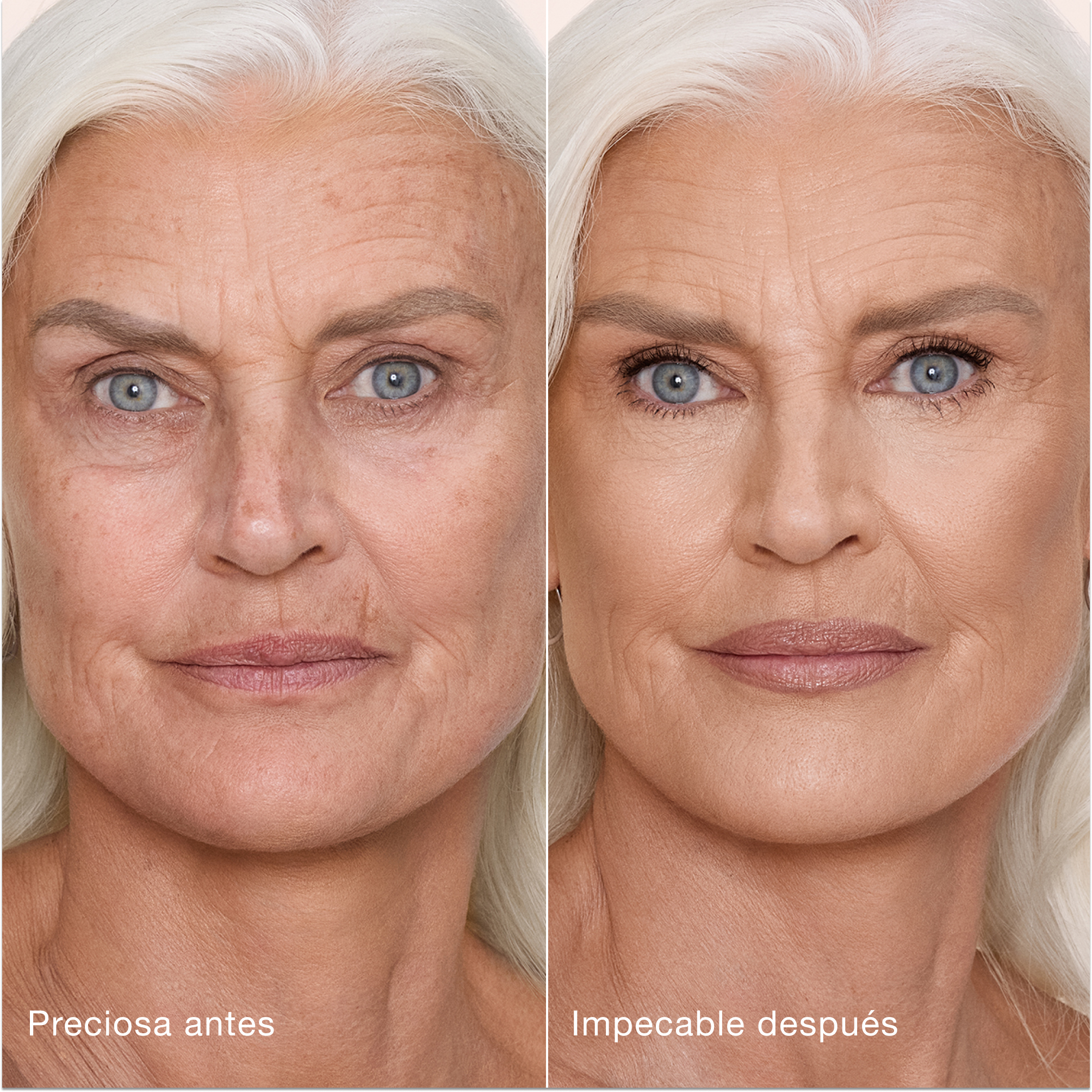 Antes y después de usar Airbrush Flawless Concealer en el tono 6 Medium