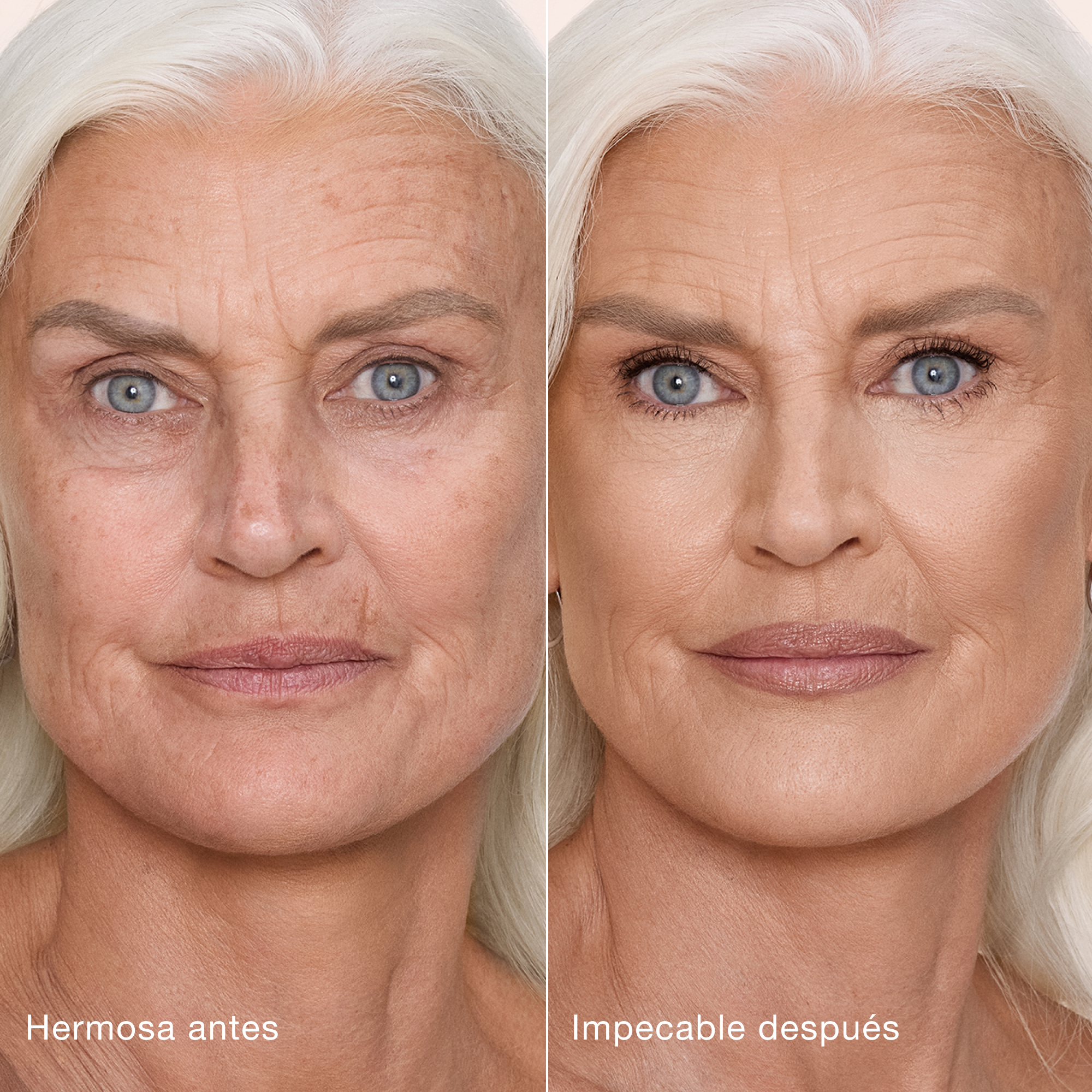 Antes y después del Airbrush Flawless Concealer en el tono 6 Medium