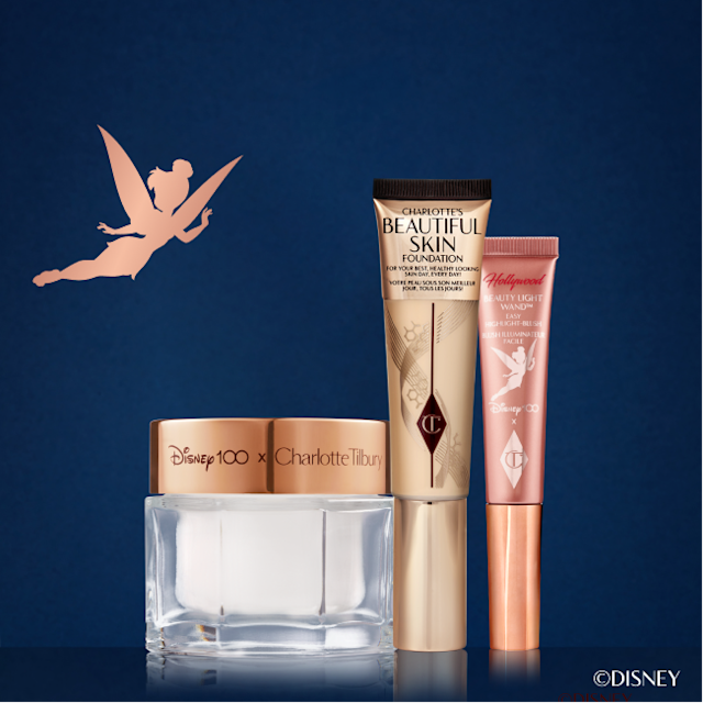 Disney 100 x Charlotte Tilbury Magic Cream, Beauty Light Wand and Beautiful Skin Foundation with Tinkerbell silhouette