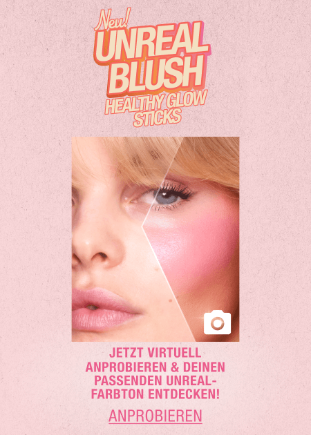 NEU! UNREAL BLUSH HEALTHY GLOW STICK JETZT VIRTUELL ANPROBIEREN & DEINEN PASSENDEN UNREAL-FARBTON ENTDECKEN!