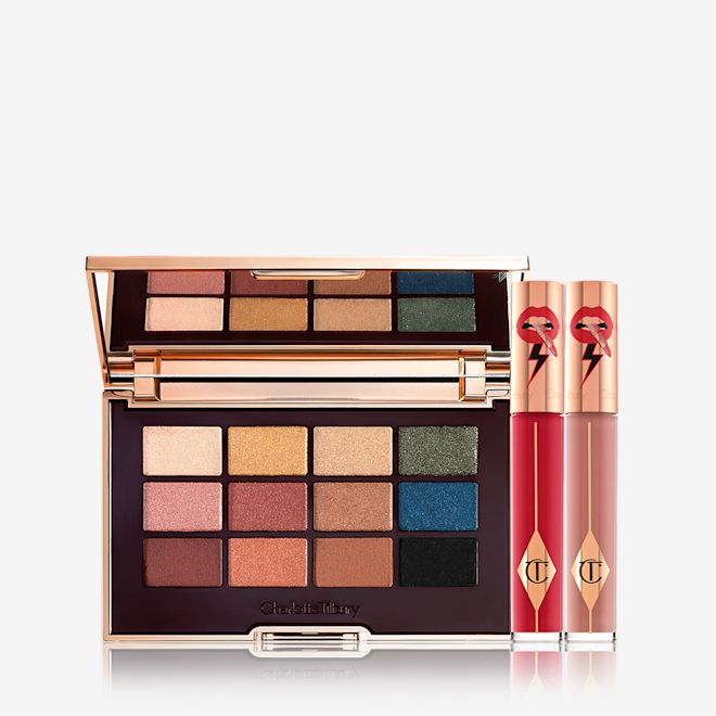The Icon Eye Lip Duo Date Look Pack Shot The Icon Eye Lip Duo Date Look Pack Shot with the Icon Eye Shadow Palette and Two Latex Love Lip Gloss