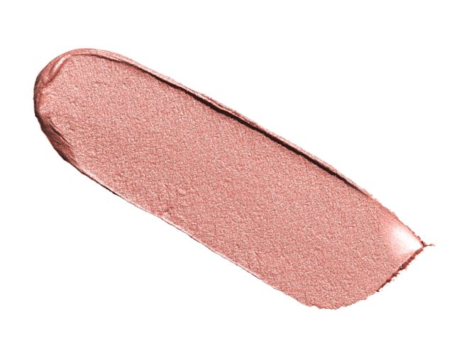 Swatch of a shimmery, cream eyeshadow in a dusky pink shade with rose gold sparkle.