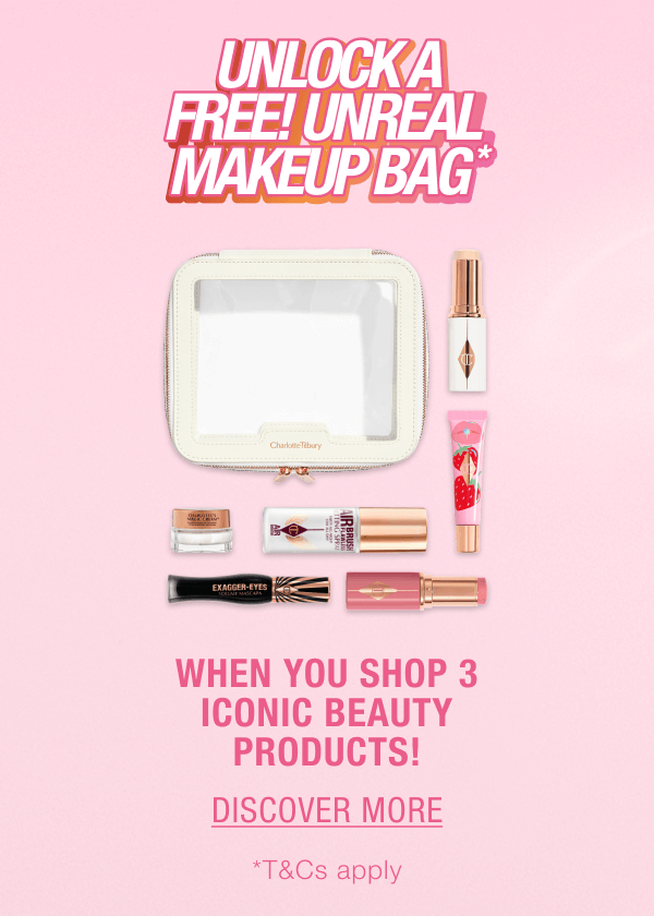 UNLOCK A FREE! UNREAL MAKEUP BAG* WHEN YOU SHOP 3 ICONIC BEAUTY PRODUCTS!